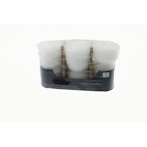 Set of 3 White Unscented Pillar Candles Premium Wax Blend Mixed Shapes